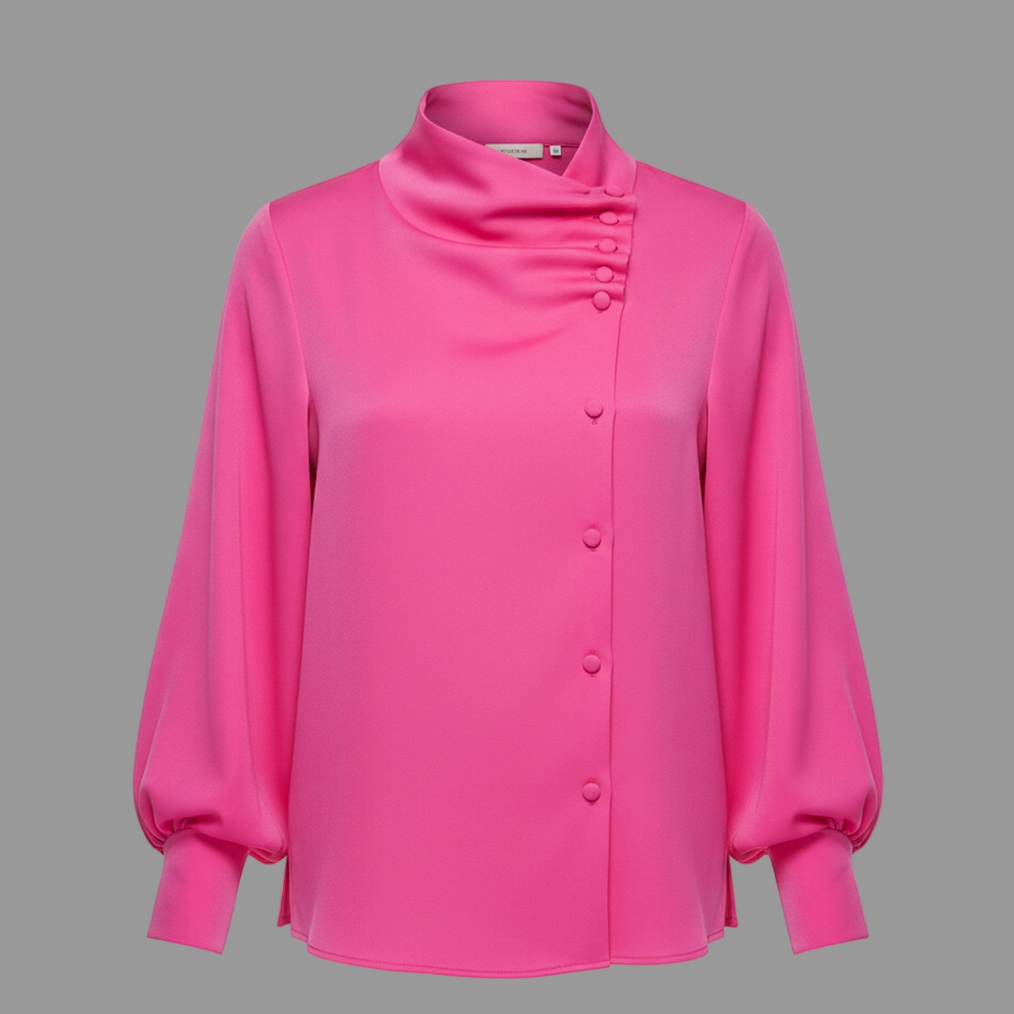 Blusa de Seda Fucsia · Cuello Fantasía Drapé - Masum Karimi