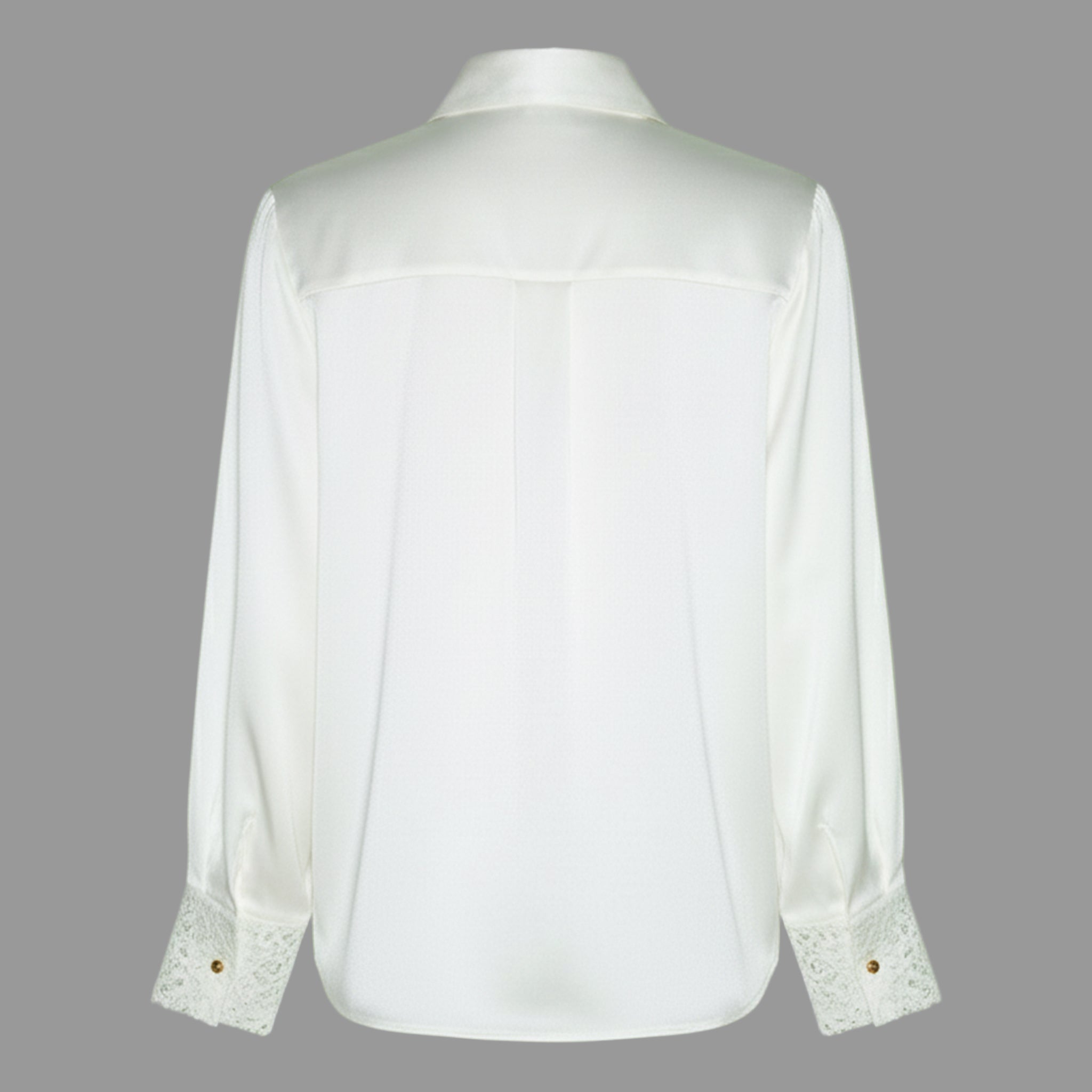 Blusa Seda con Puños de Encaje Blanca - Masum Karimi