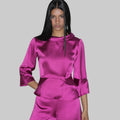 Blusa Trabillas en Raso Morado - Masum Karimi