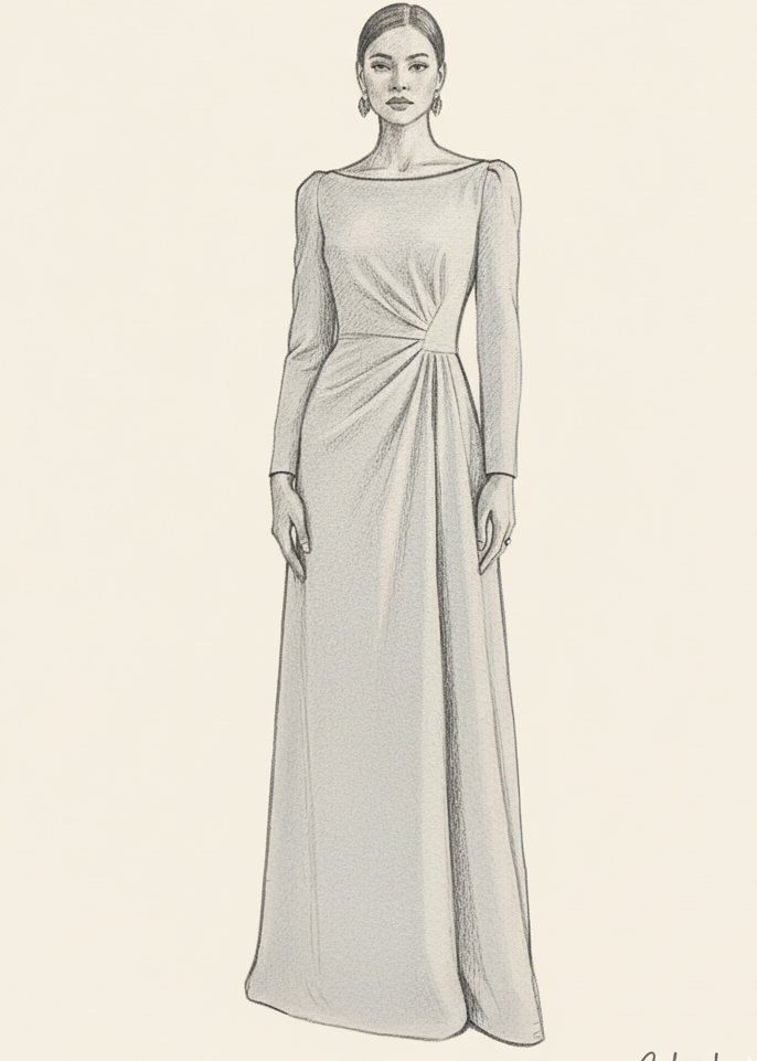 boceto vestido fiesta largo masum karimi
