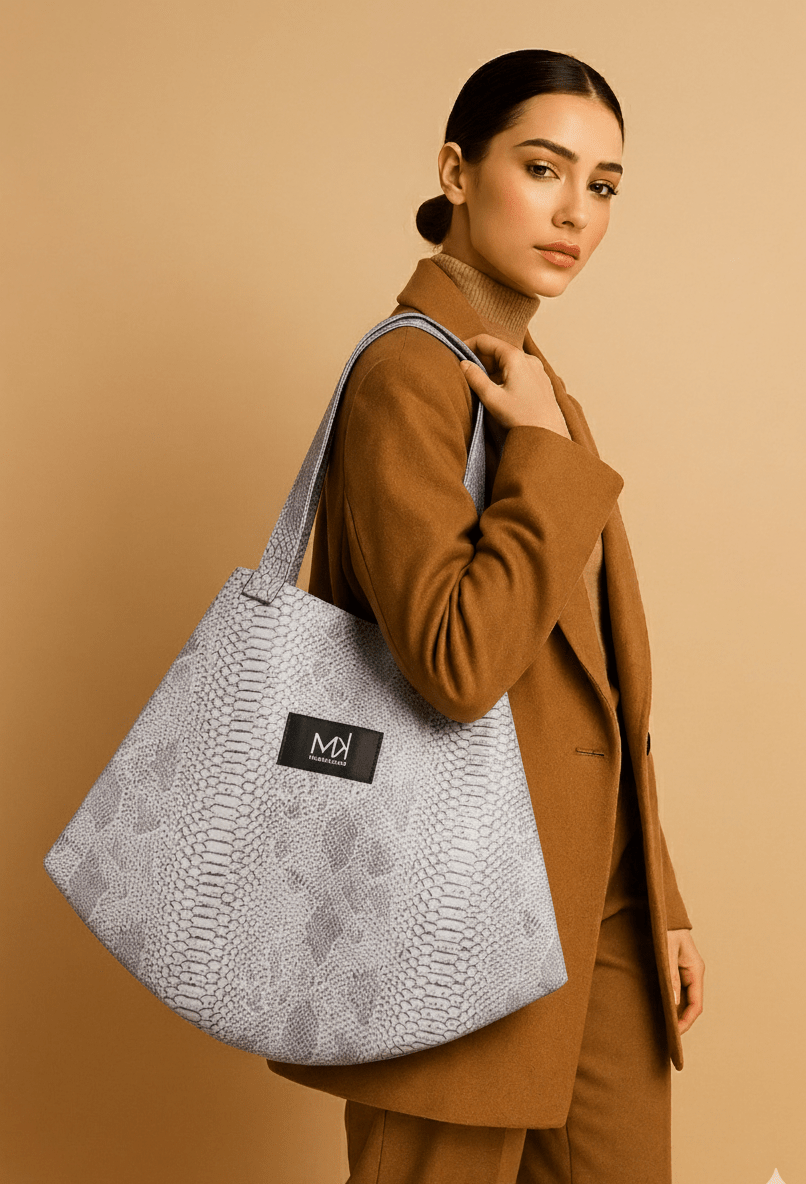 Bolso Tote Piel Vegana Gris - Masum Karimi
