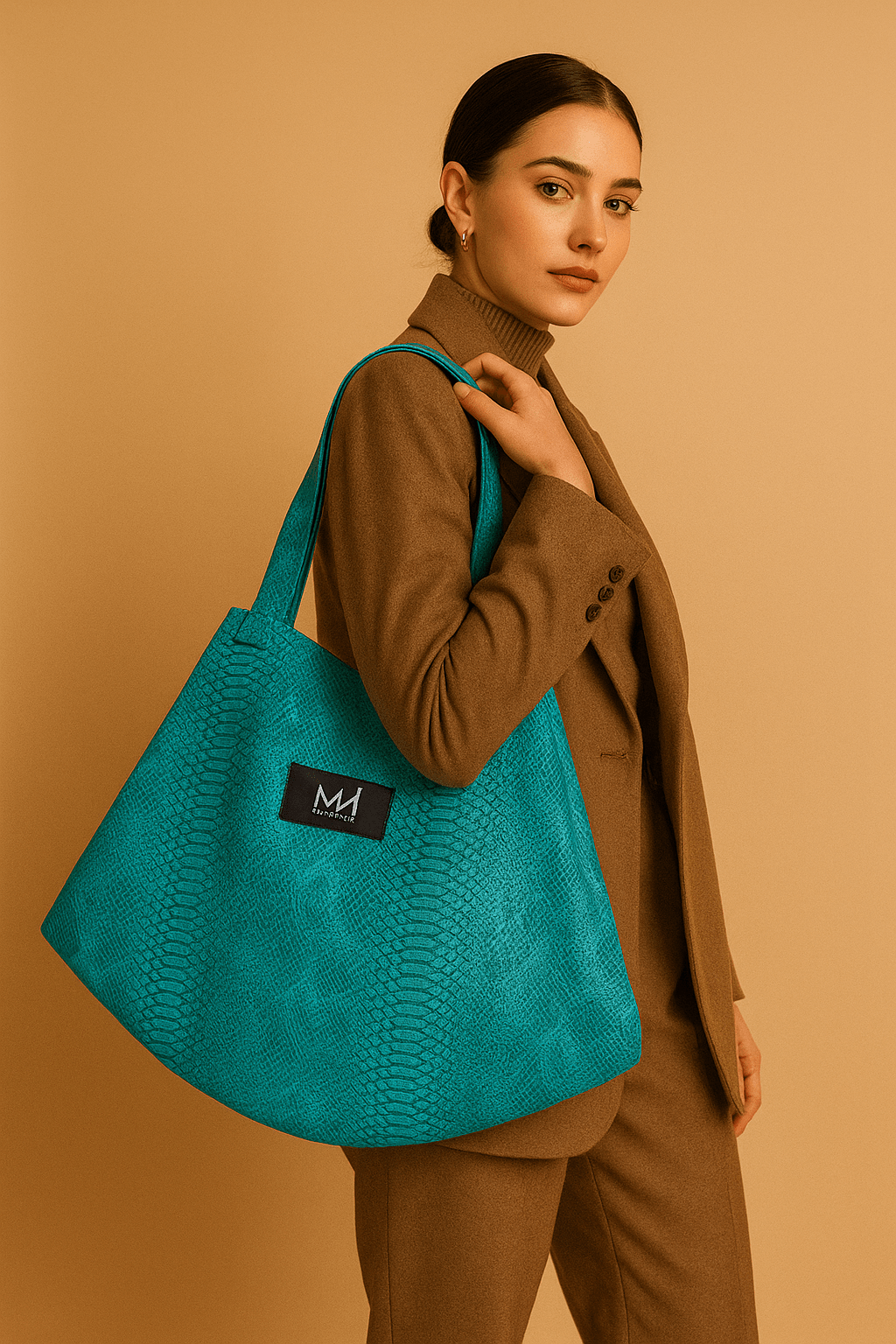 Bolso Tote Piel Vegana Turquesa - Masum Karimi