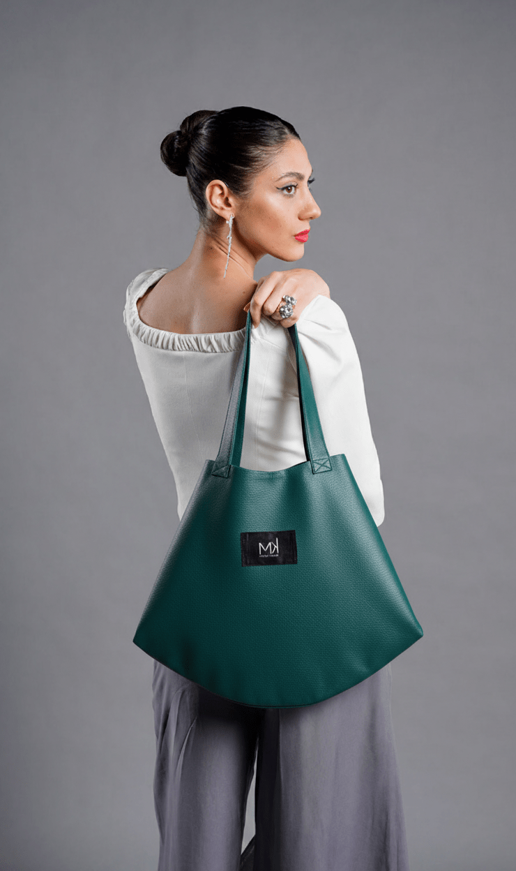 Bolso Tote Piel Vegana Verde Oscuro - Masum Karimi