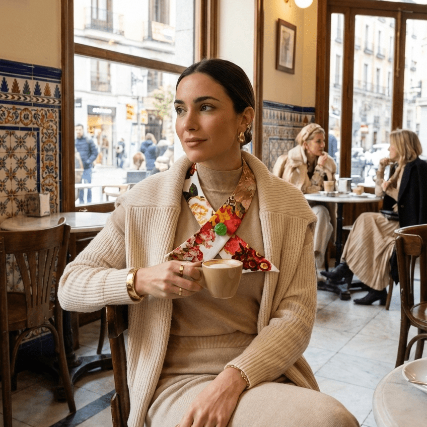 CUELLO CRUZADO BROCADO FLORAL DE ALGODÓN - Masum Karimi