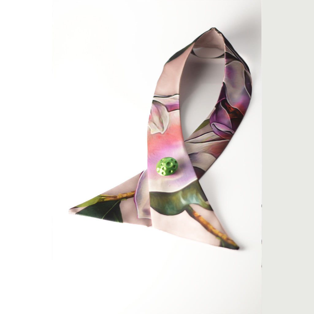 CUELLO CRUZADO RASO ESTAMPADO FLORAL - Masum Karimi