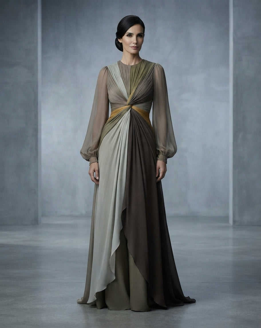 traje madrina drapeado
