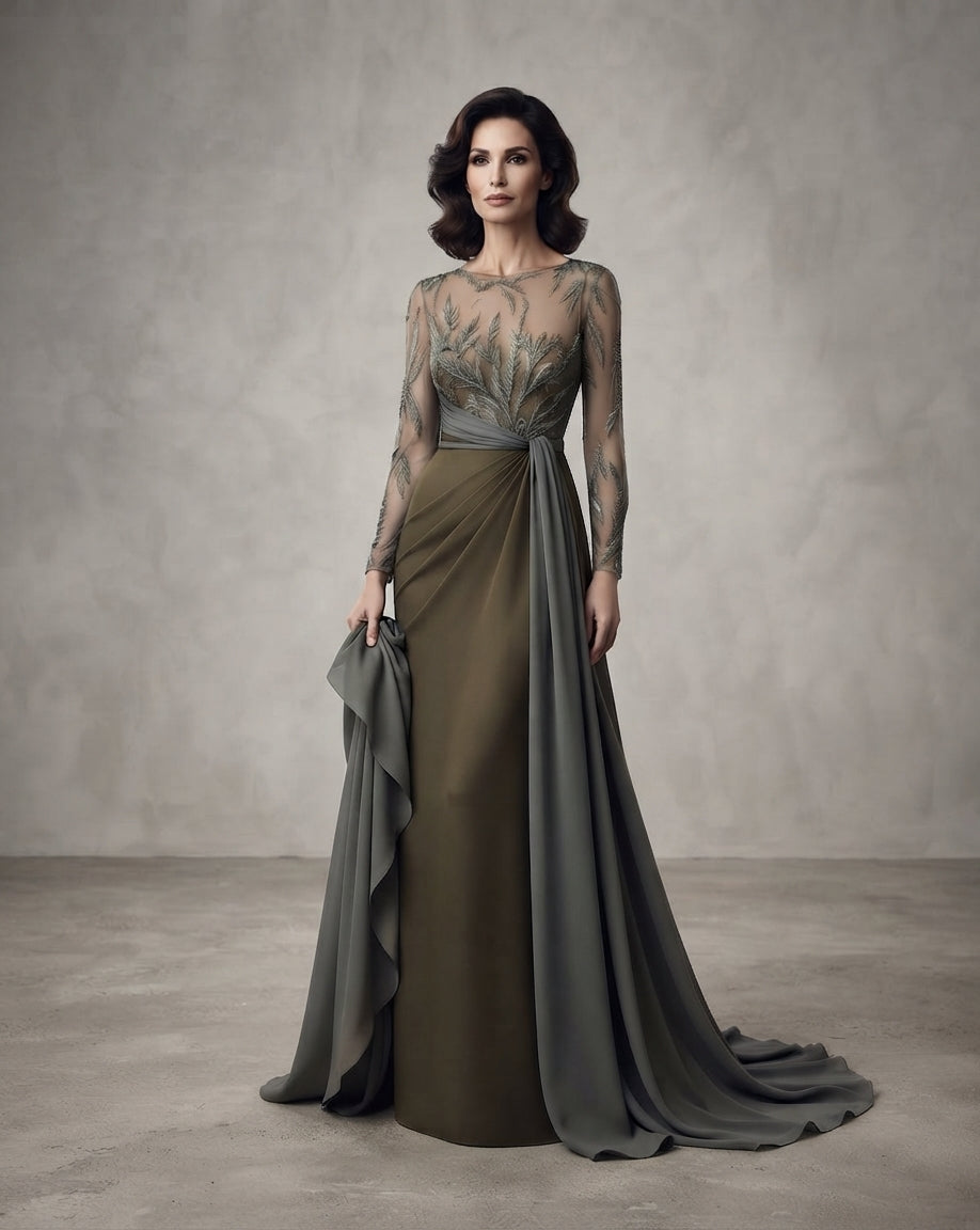 vestido de madrina con encaje y gasa