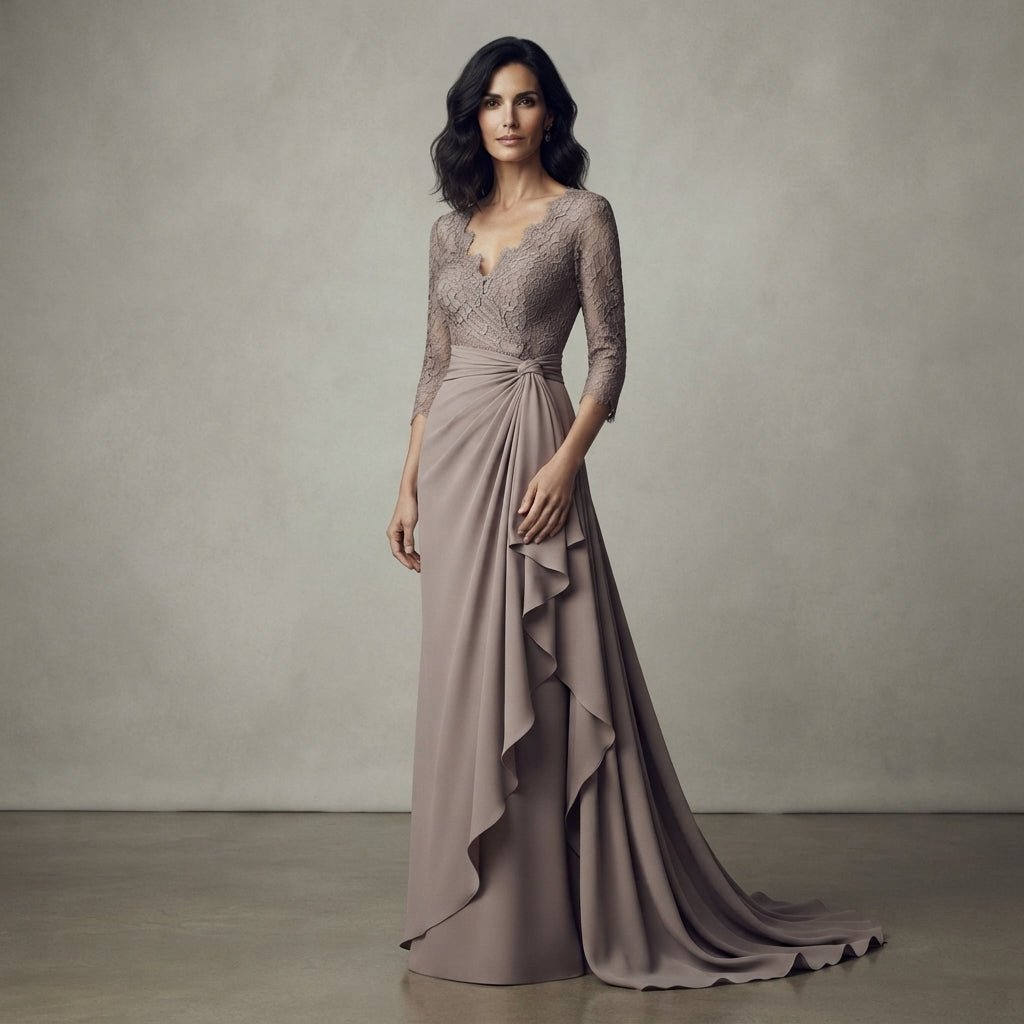 traje de madrina con encaje