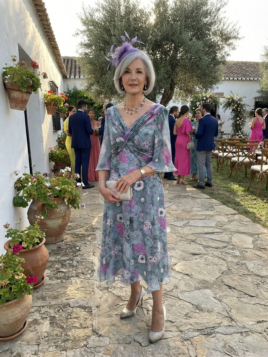 traje drapeado de gasa estampada masum karimi

