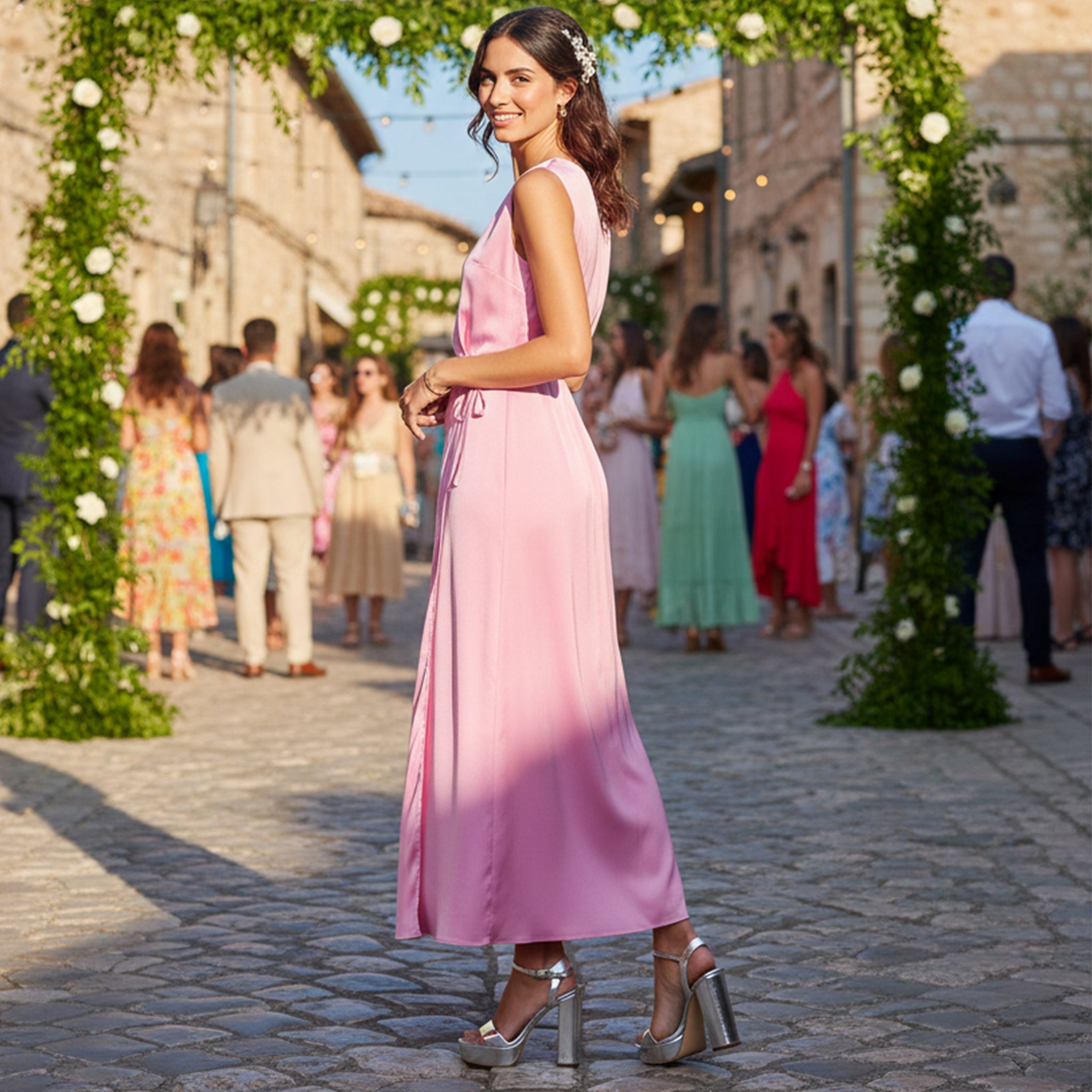 Vestido Cruzado Moira Rosa en Seda - Masum Karimi