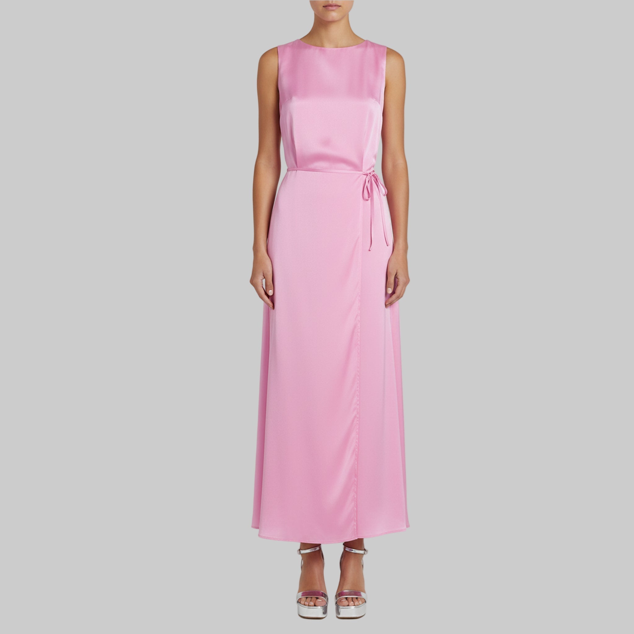 Vestido Cruzado Moira Rosa en Seda - Masum Karimi