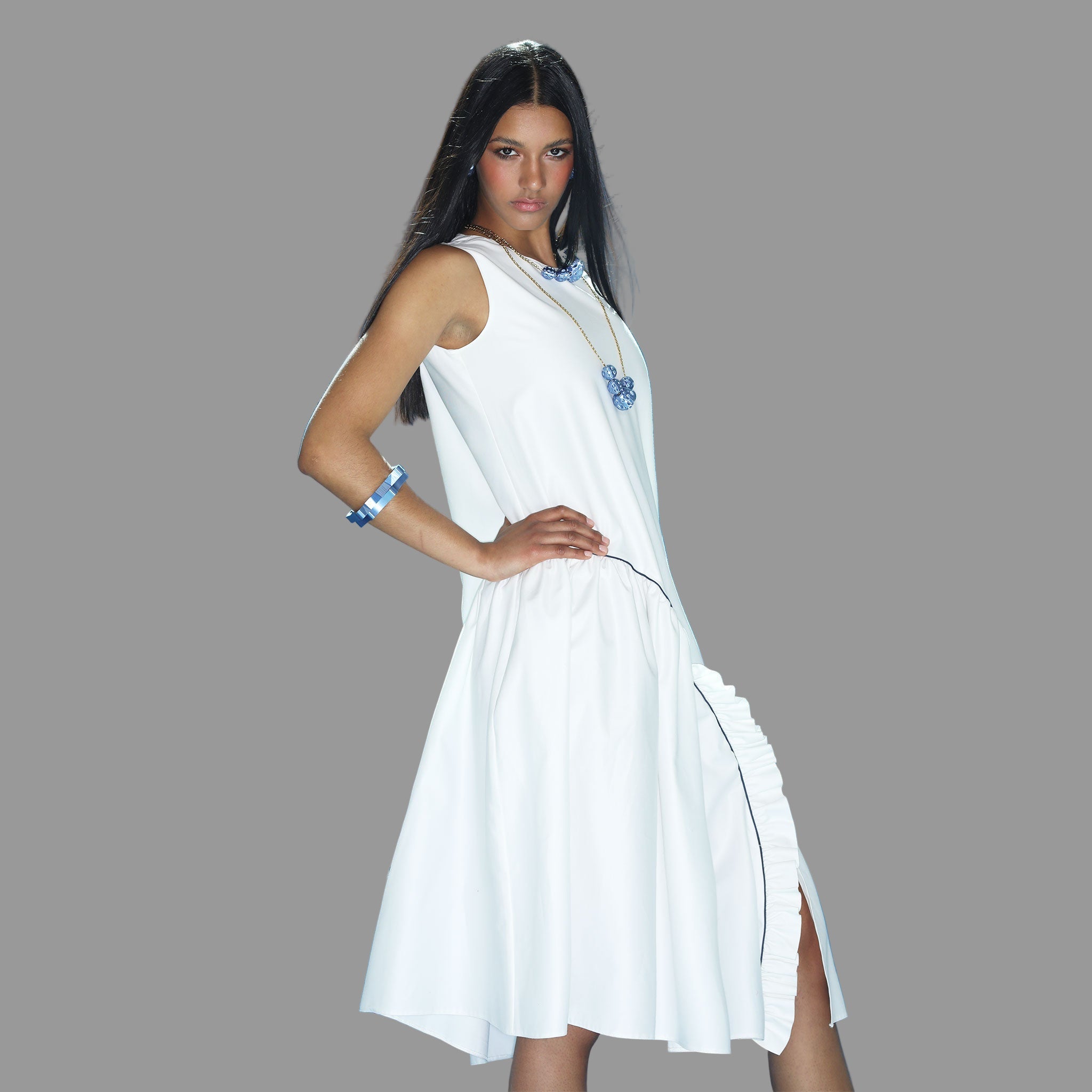 Vestido de Verano Blanco con Volantes - Masum Karimi