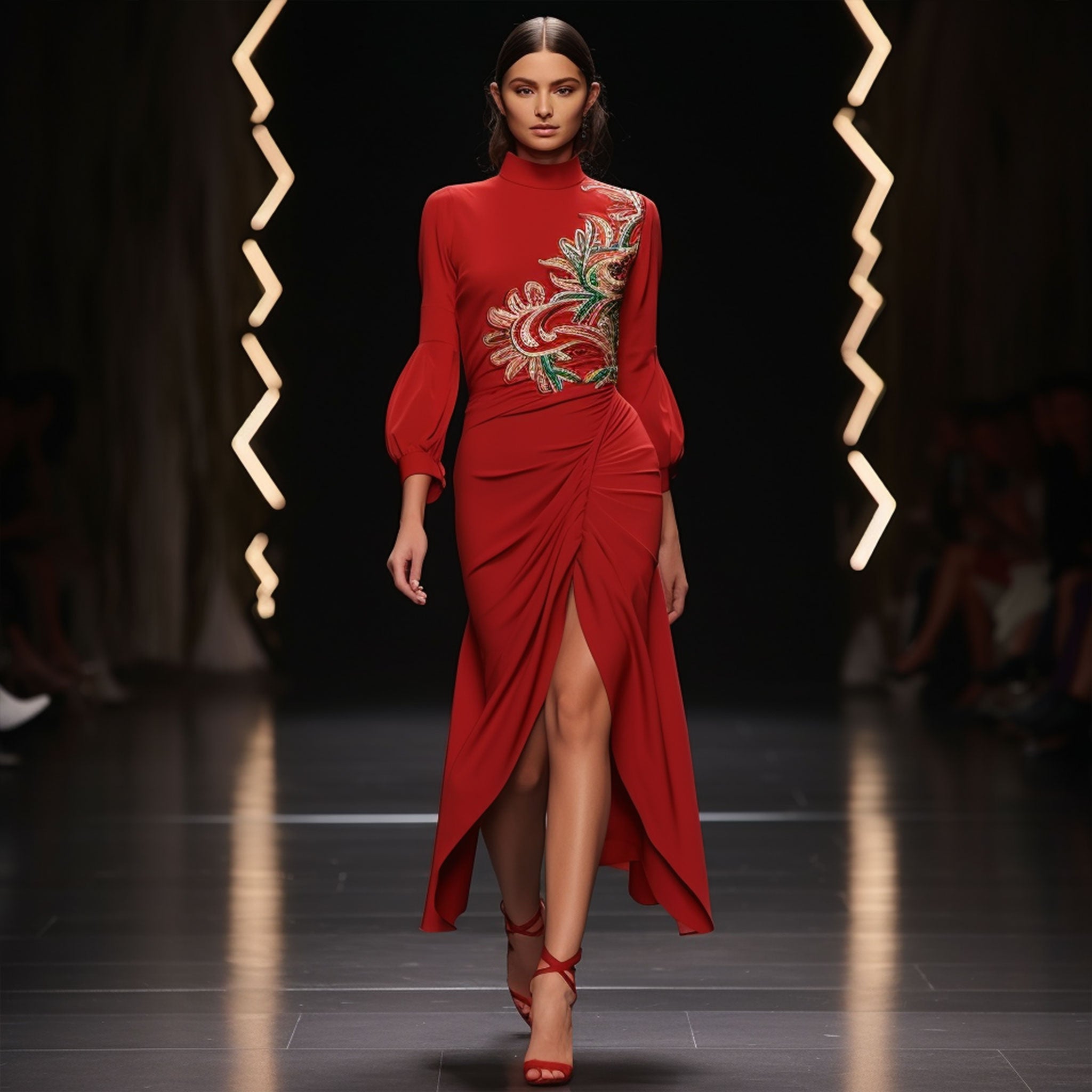 Vestido de madrina Masum Karimi con líneas atemporales y confección artesanal, pensado para un día inolvidable.